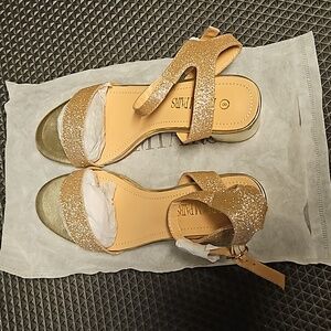 Rose gold glittered chunky heel